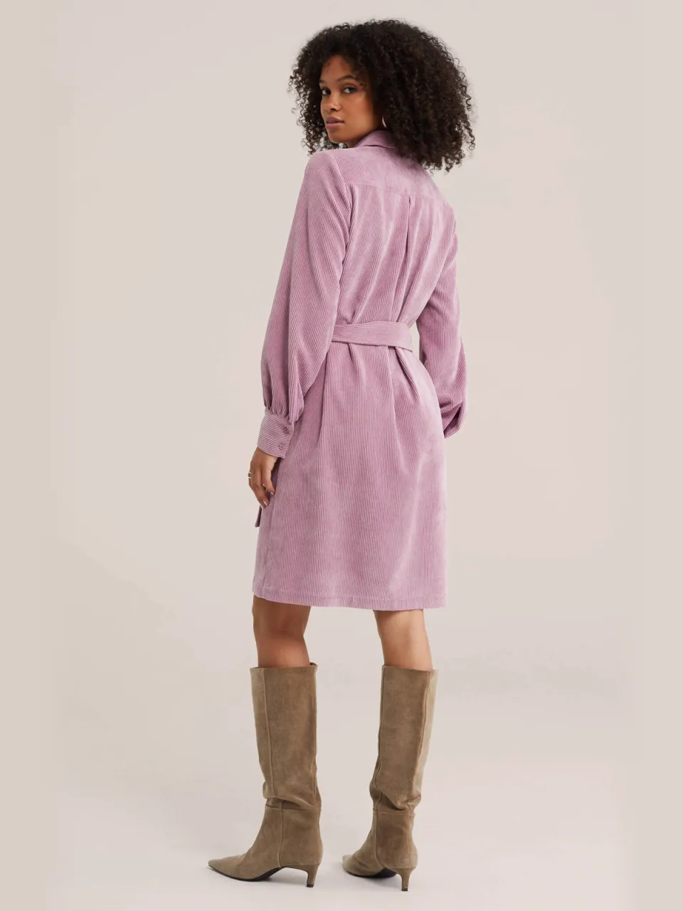 WE Fashion corduroy blousejurk met ceintuur - lichtroze, foto 2