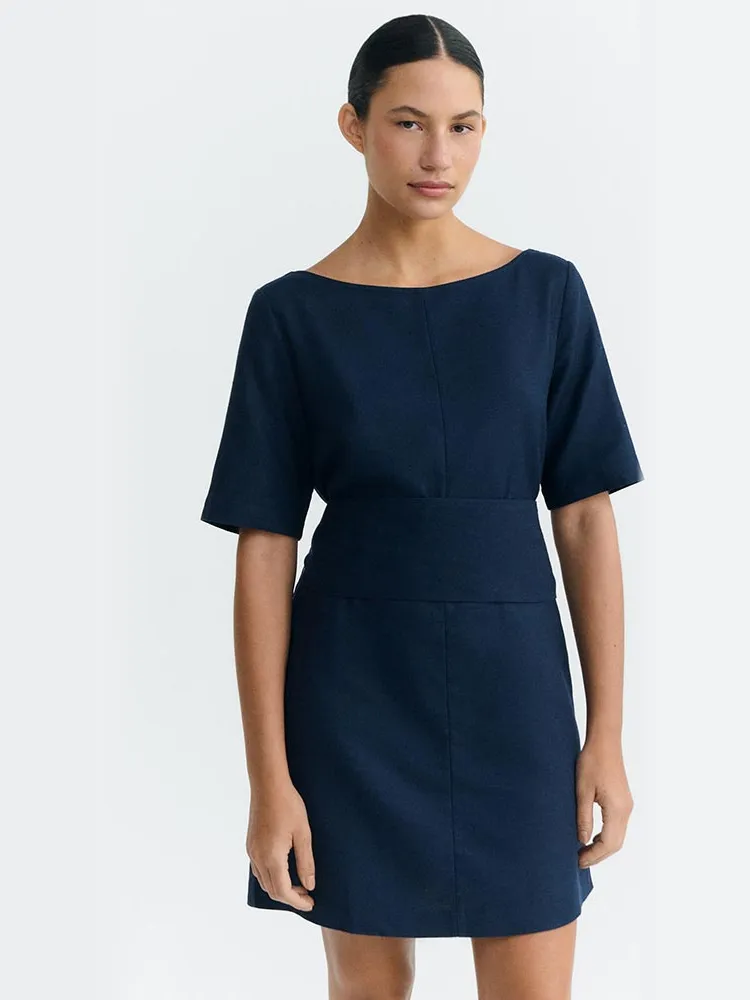 thinking mu dames vegan Jurk Kieran Donkerblauw Extra donkerblauw