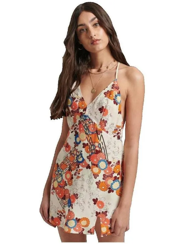 Superdry Jurk Superdry Vintage Mini Slip Halter Wit
