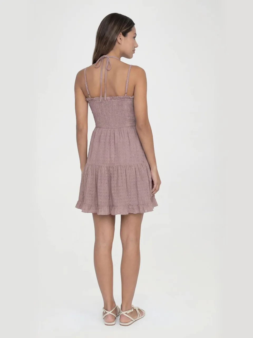boohoo Dames Lange Getextureerde Smock Jurk Met Ruches mokka, foto 2