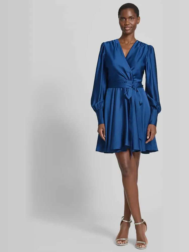 Swing Cocktailjurk met Strikceintuur blauw, foto 3