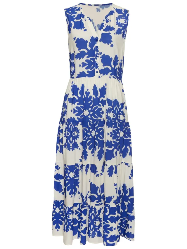 Maxi-jurk crème/blauw bedrukt, foto 2