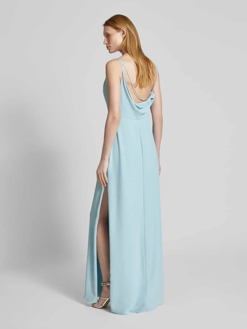 Vera Wang Avondjurk in wikkellook, model 'BORDEUX' lichtblauw, foto 3