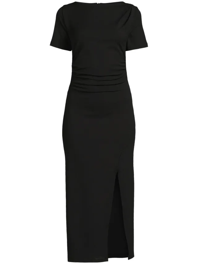 Ruby midi jurk met plooien detail zwart