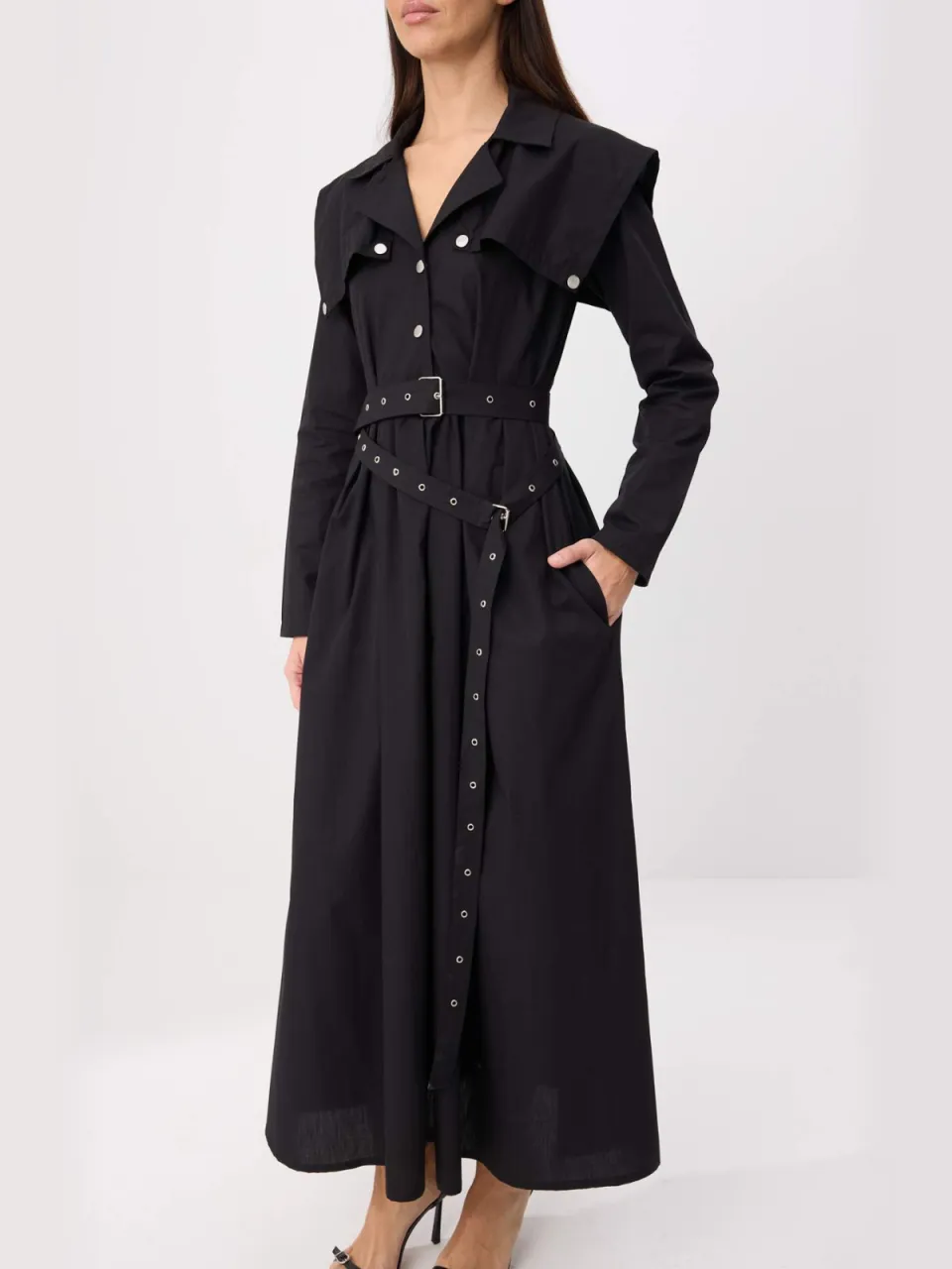Trendyol Modest Dames Zwart Effen Maxi Lang Skater Modest Jurken, foto 2