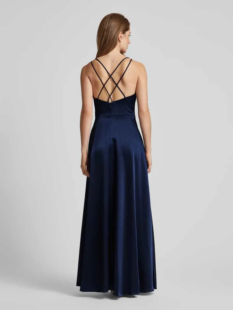 Hey Kyla Avondjurk met watervalhals donkerblauw, foto 2