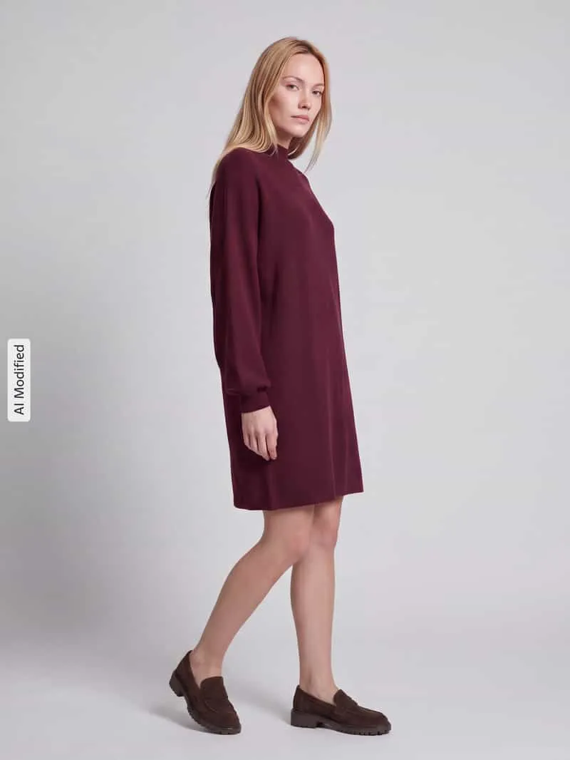 Vero Moda relaxed fit tricotjurk van viscosemix model 'NANCY' Bordeaux