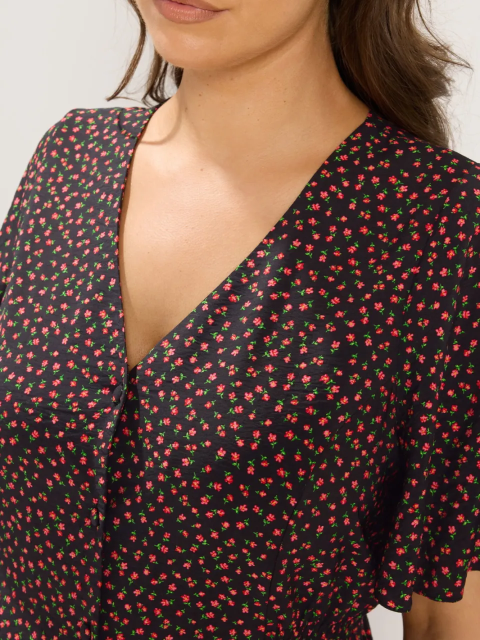 Yours Zwarte Jurk In Tea Dressstijl Met Bloemenprint, foto 4