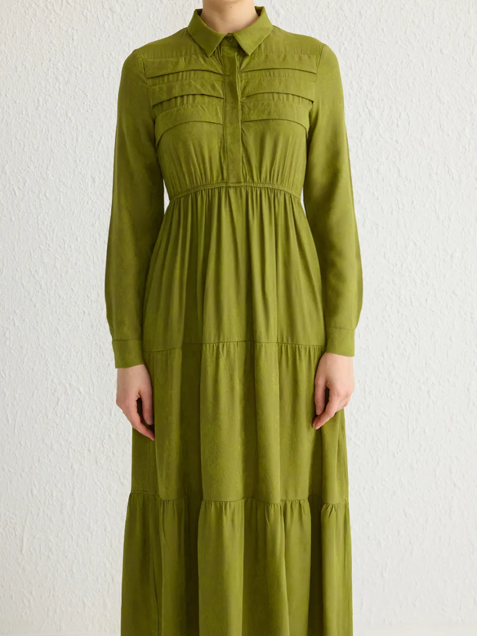 Trendyol Modest Dames Kaki Maxi Lang Casual Skater Modest Jurken, foto 2