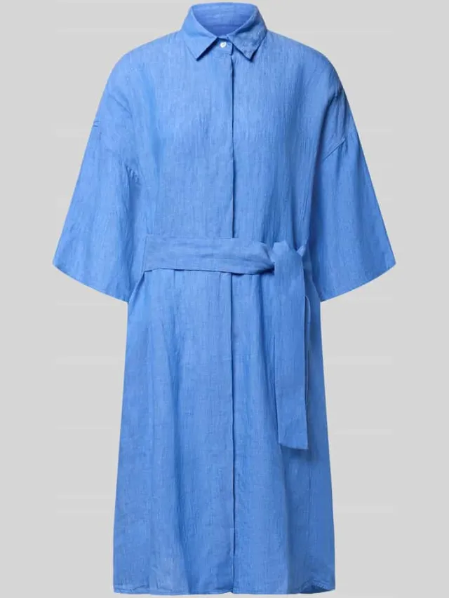 0039 italy Linnen jurk van puur linnen model 'Derby' bleu, foto 2