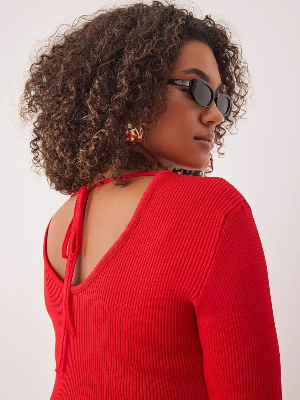Trendyol Curve Dames Rood Effen Midi Driekwart mouw Casual A-lijn Grote maten Jurk, foto 2