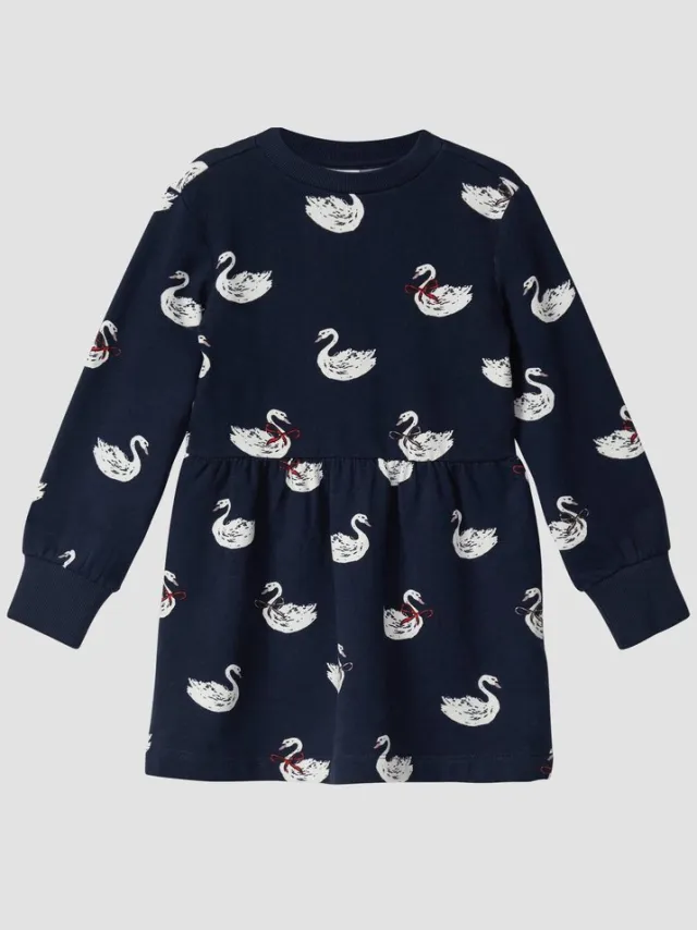 S.Oliver female - Behaaglijke sweatjurk met all-over print navy