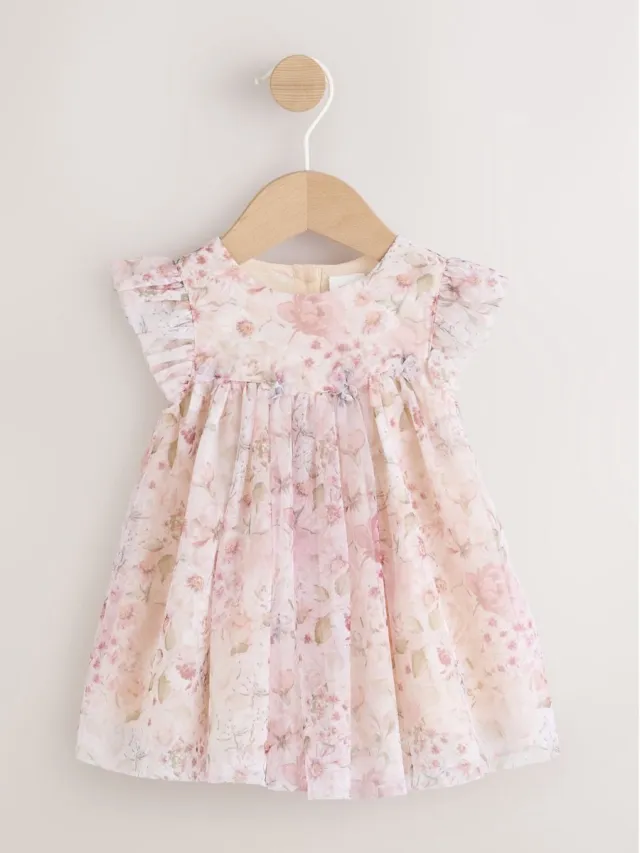 Next Meisjes - Mesh babyjurk - Roze Pink Floral