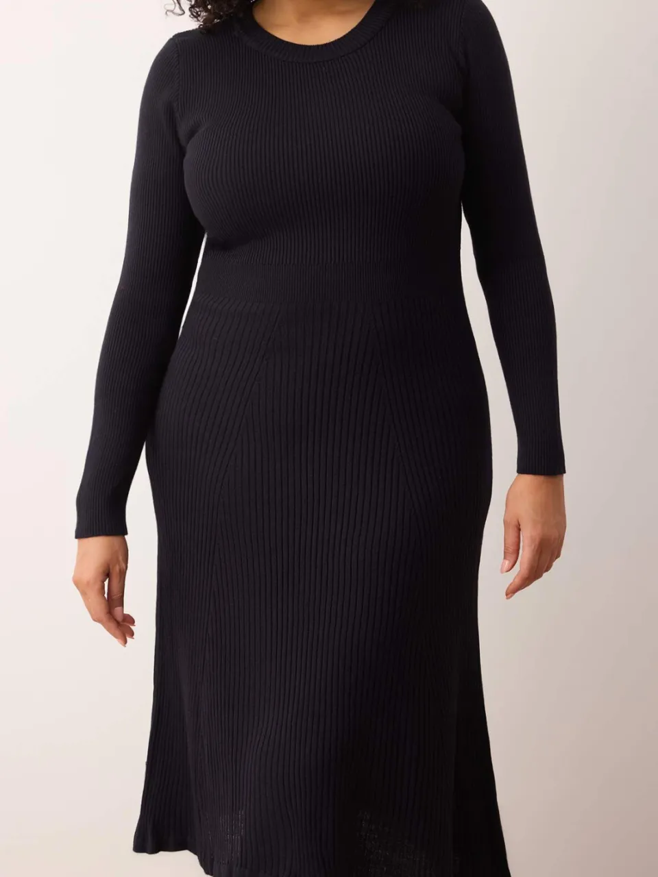 Trendyol Curve Dames Donkerblauw Effen Midi Lang Casual A-lijn Grote maten Jurk marineblauw/blauw, foto 2