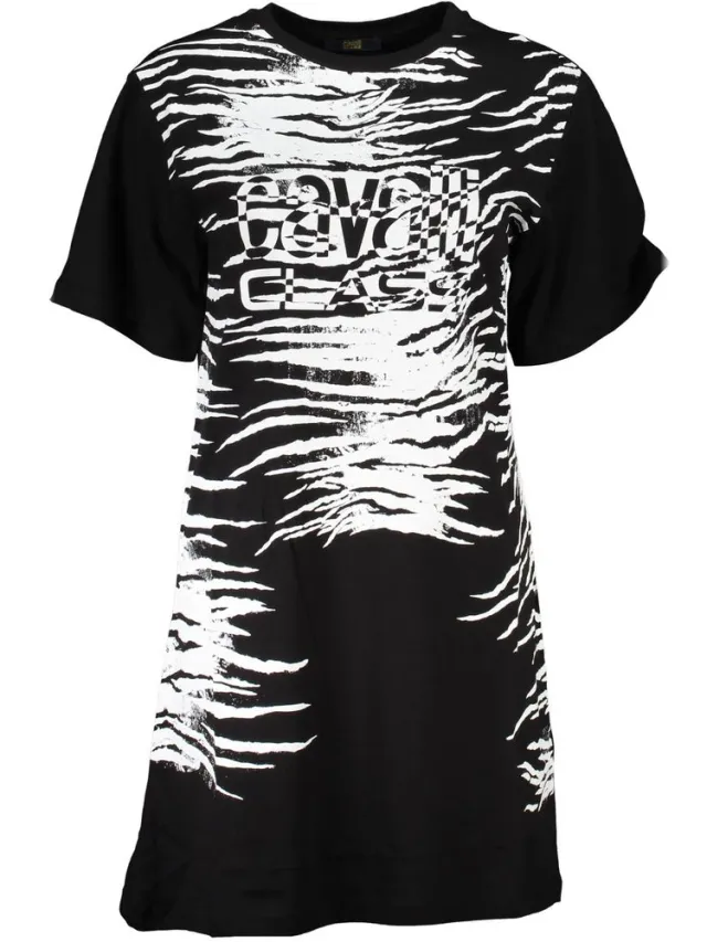 Cavalli Class Zebra Print Mini jurk Zwart