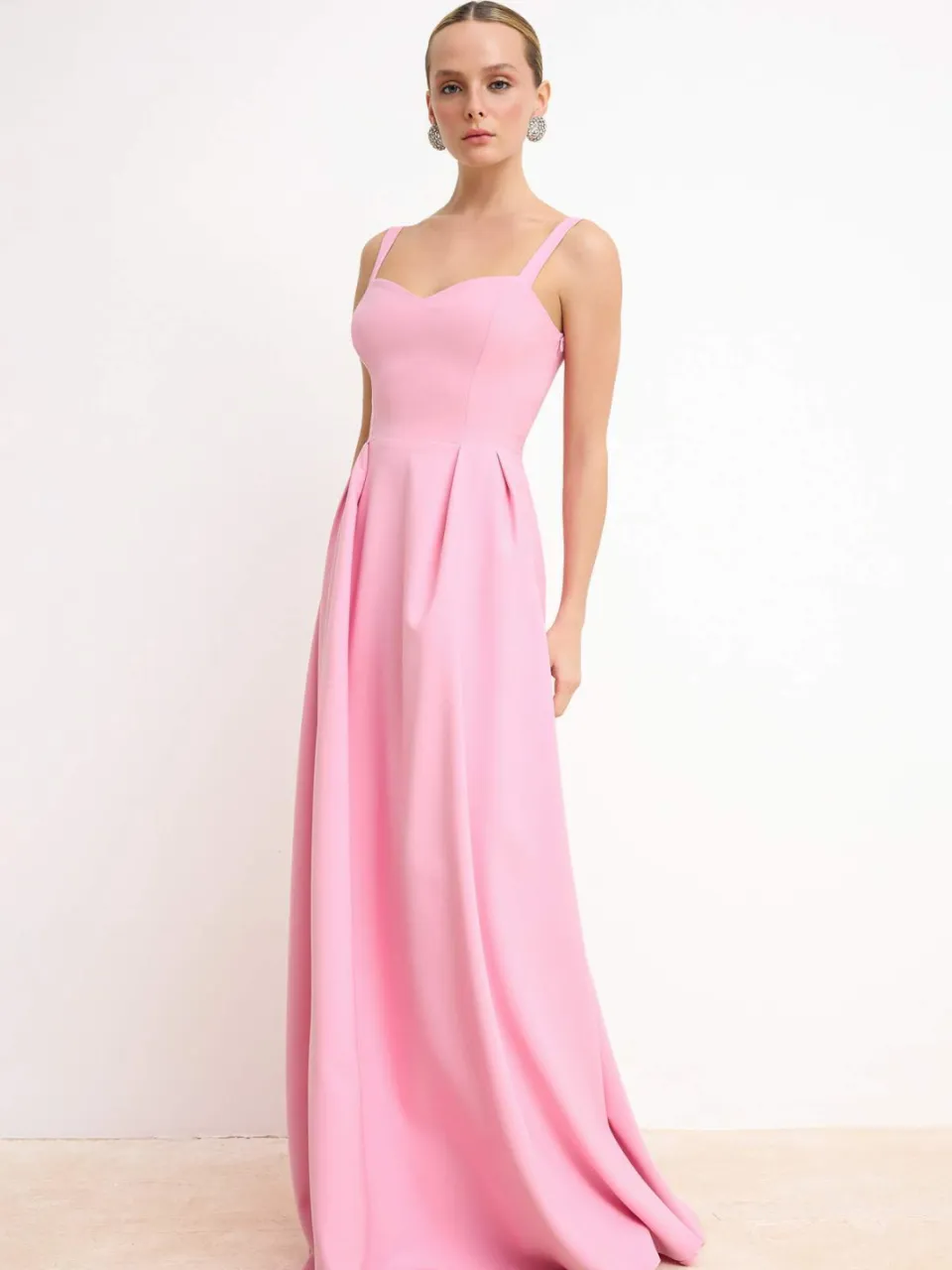 Trendyol TRENDYOLMİLLA Dames Roze Effen Maxi Mouwloos Diploma-uitreiking / Gala Skater Avond & Gala Jurk, foto 2