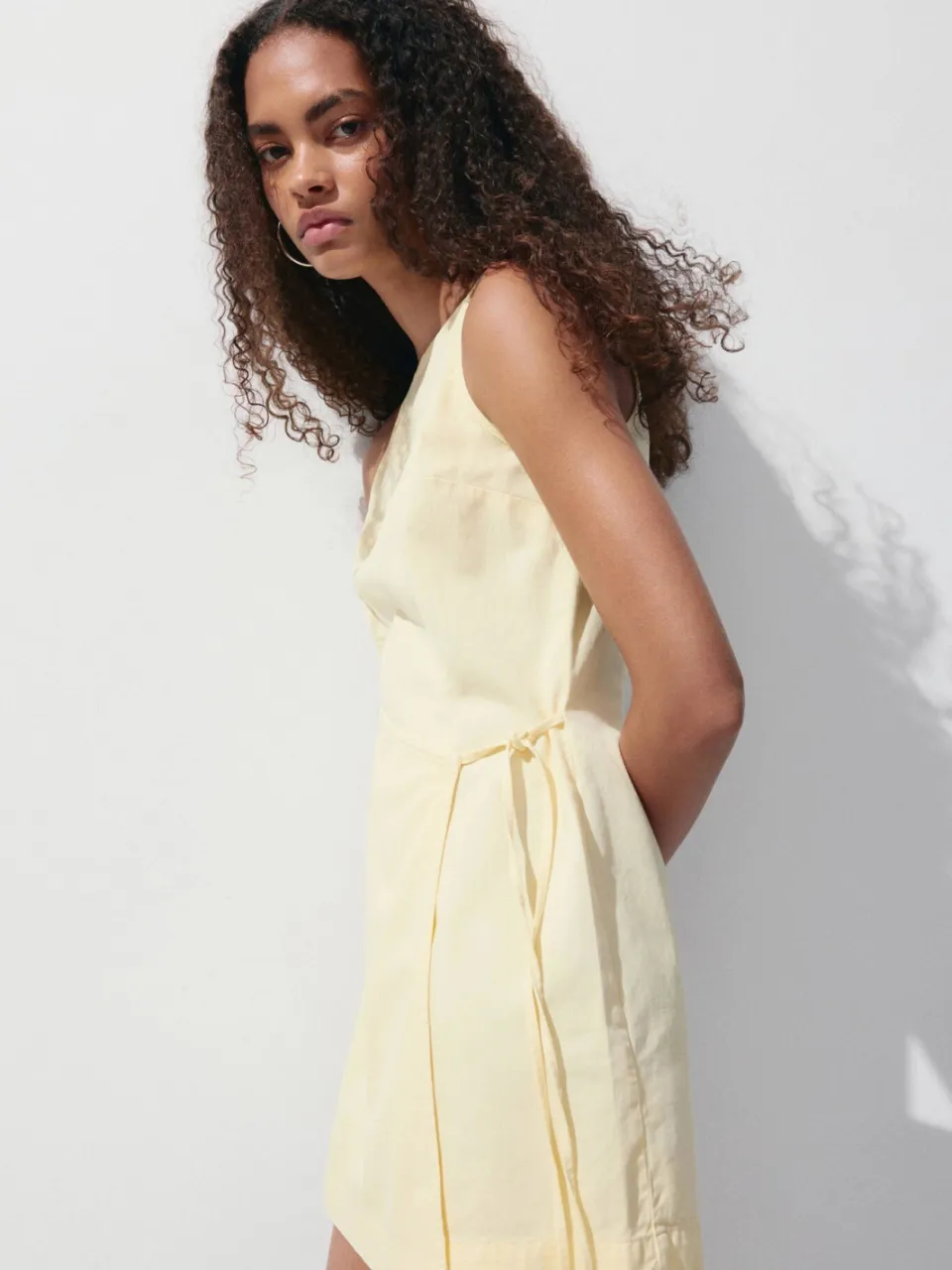 Mango denim korte zomerjurk - lichtgeel, foto 3