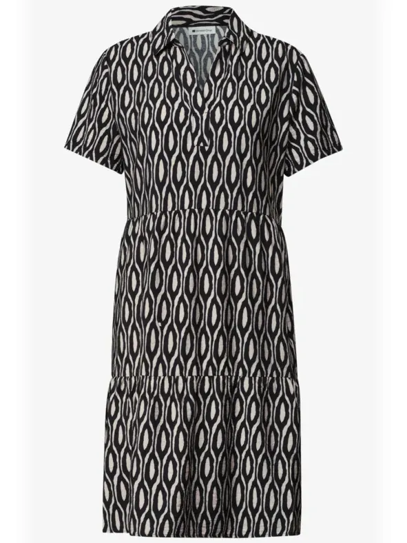 Street One Knielange jurk met korte mouwen en print beige, foto 2
