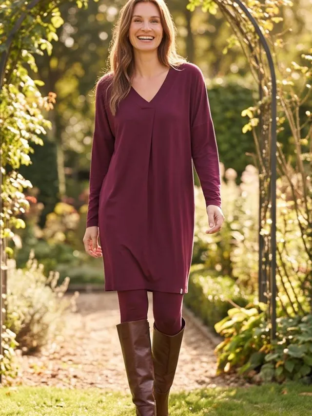 Didi Dames Loose dress Indy Windsor wine Rood