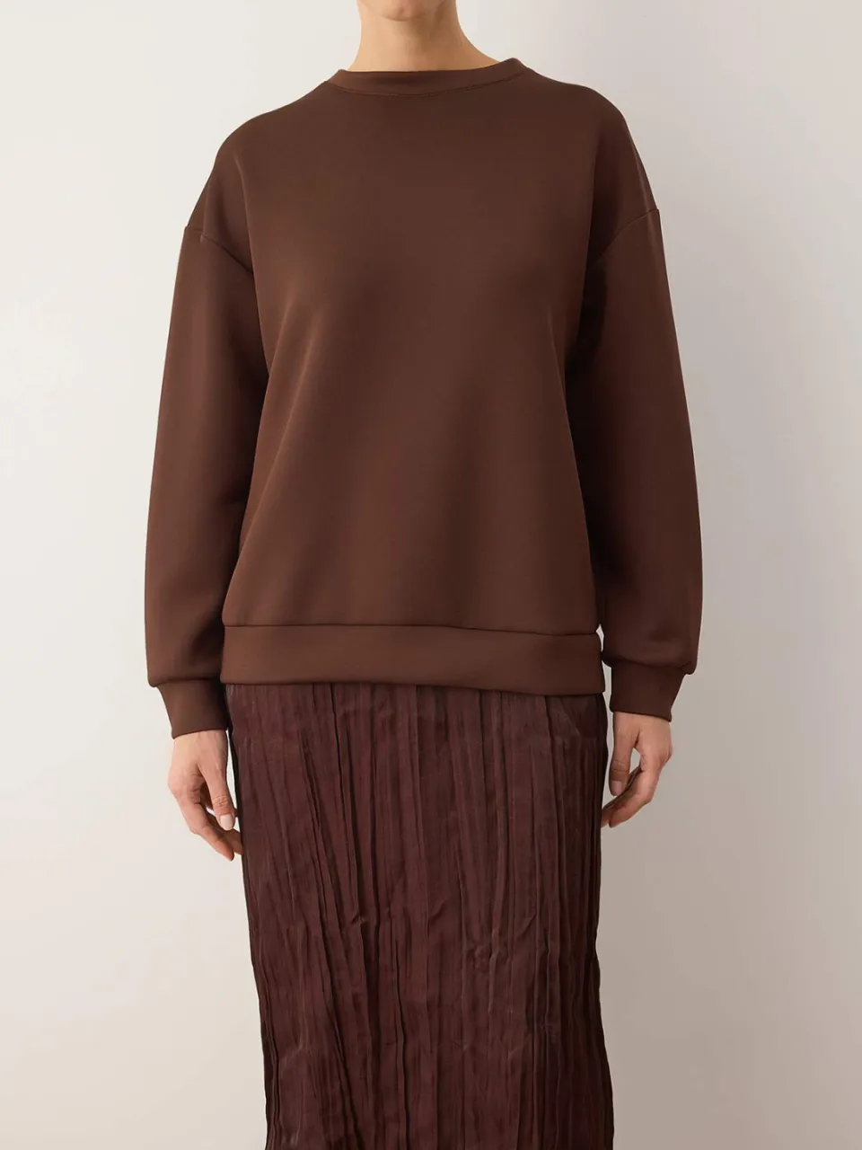 Trendyol Modest Dames Bruin Effen Maxi Lang Casual Bodycon Modest Jurken, foto 2