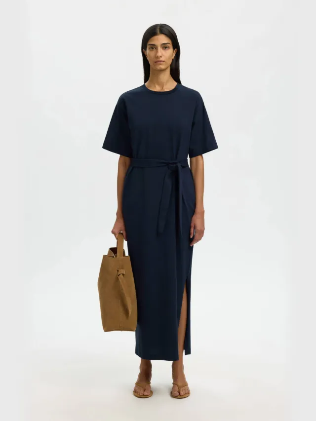 Selected maxijurk donkerblauw