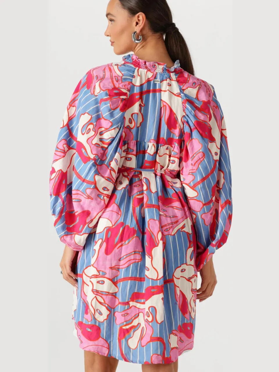 POM Amsterdam Dames Jurken Dress Urban Flora Stripe Linen - Multi, foto 2