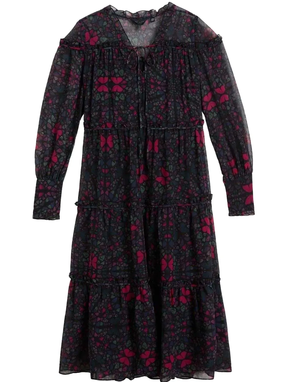 Ted Baker Midi-jurk met ruches voor dames (Zwart), foto 2