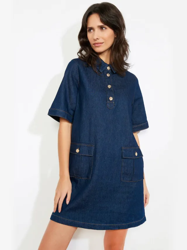 LOLALIZA denim spijkerjurk dark blue denim
