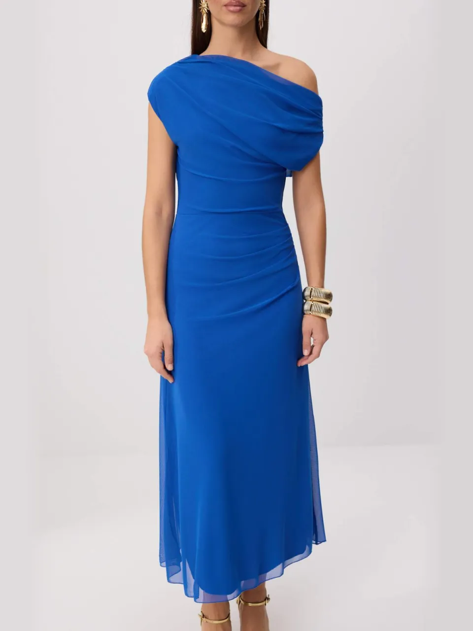 Trendyol TRENDYOLMİLLA Dames Donkerblauw Bloemen Maxi Mouwloos Stijlvol/Avond Bodycon Jurken kobaltblauw, foto 2