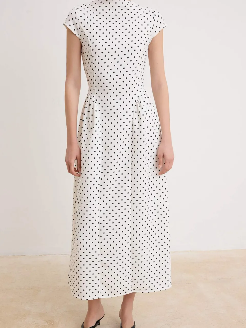 Trendyol TRENDYOLMİLLA Dames Wit Stippen Maxi Kort Skater Jurken, foto 2