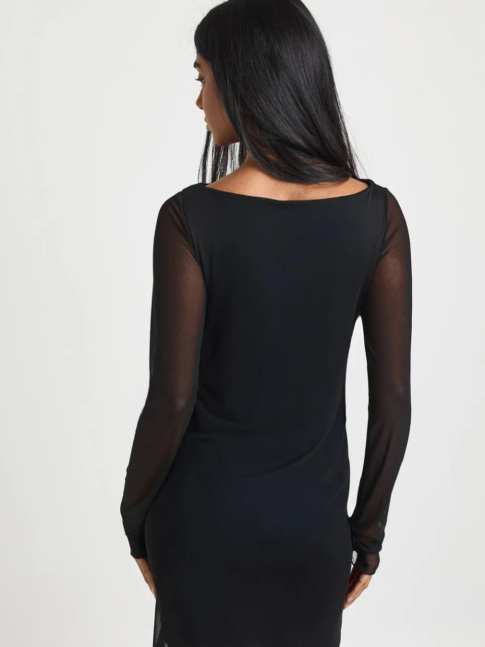 boohoo Dames Mini Jurk met Knoopdetail en Lange Mouwen zwart, foto 3