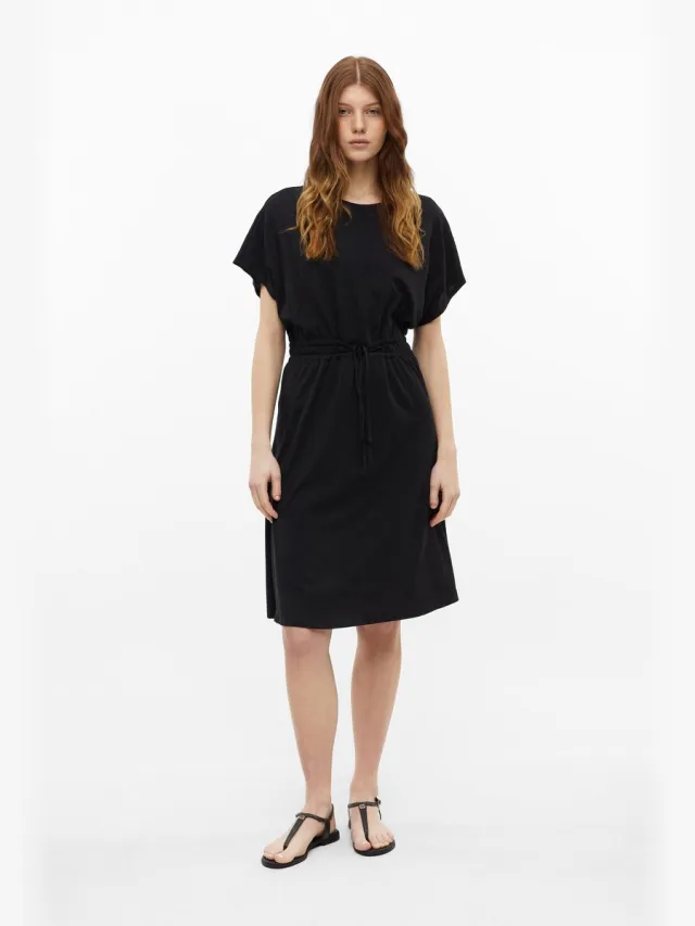 S.Oliver female - Jersey jurk met trekkoord zwart