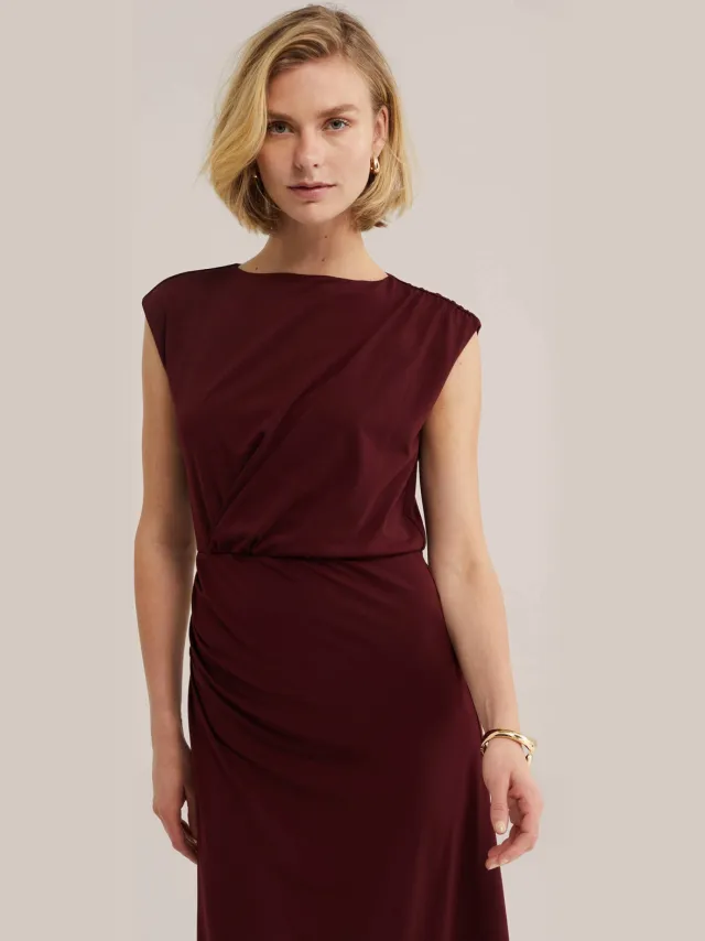 WE Fashion midi jurk - donkerrood, foto 3