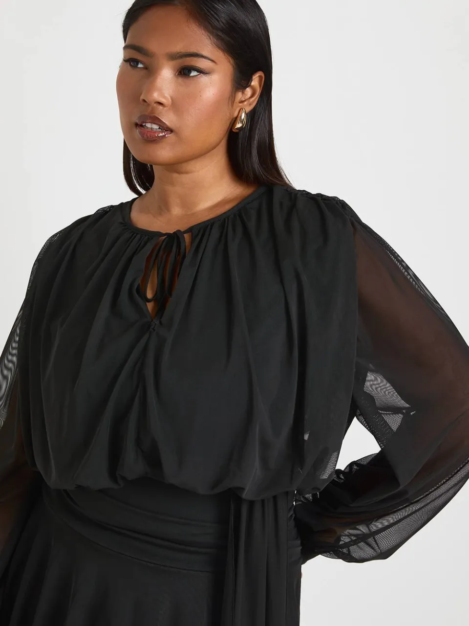 boohoo Dames Plus Strik Voorkant Asymmetrische Zoom Skater Jurk zwart, foto 4