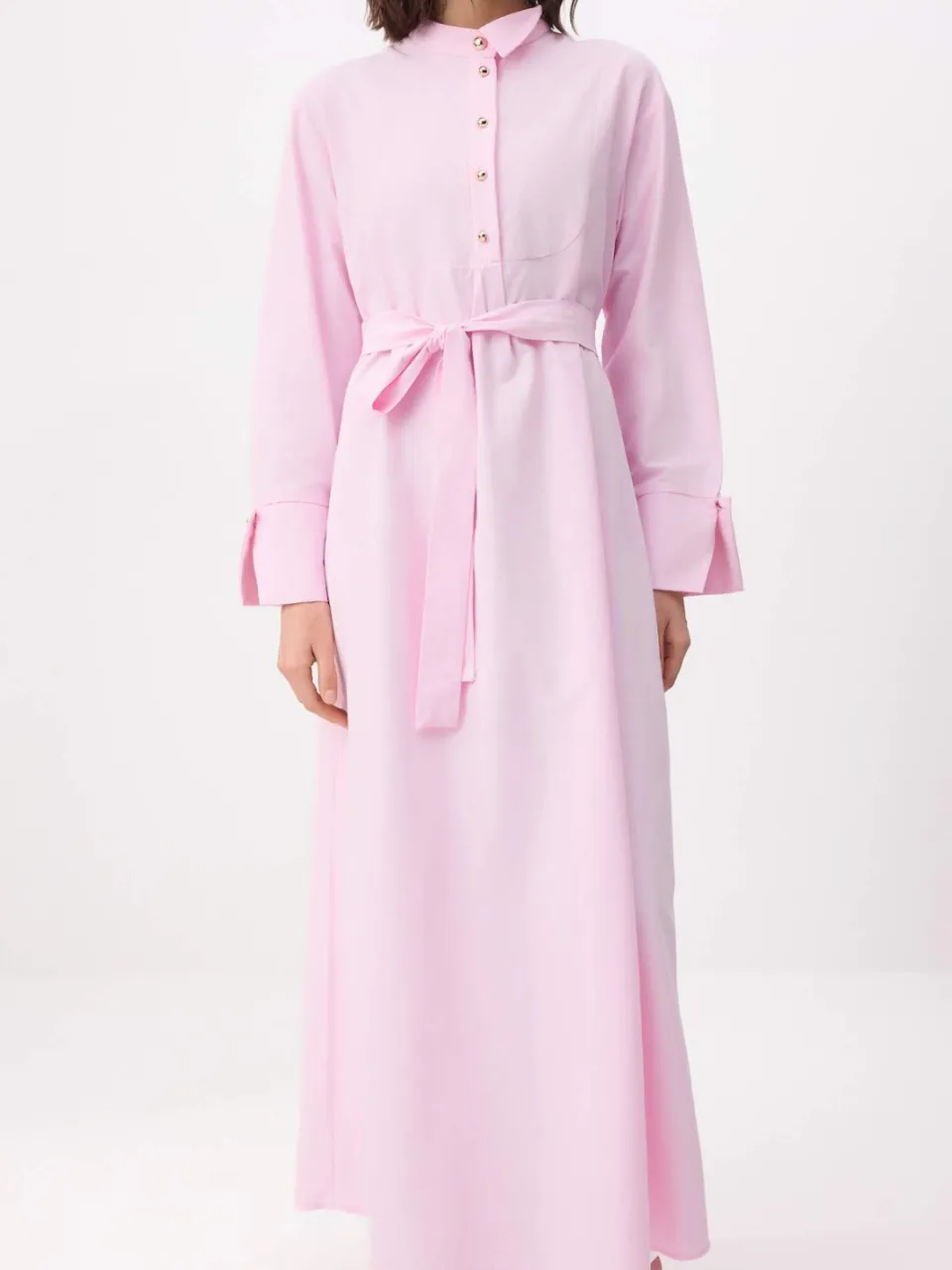 Turkishsouq Roze platte maxi-jurk voor dames, lange A-lijn model, geschikt voor hijab, foto 2