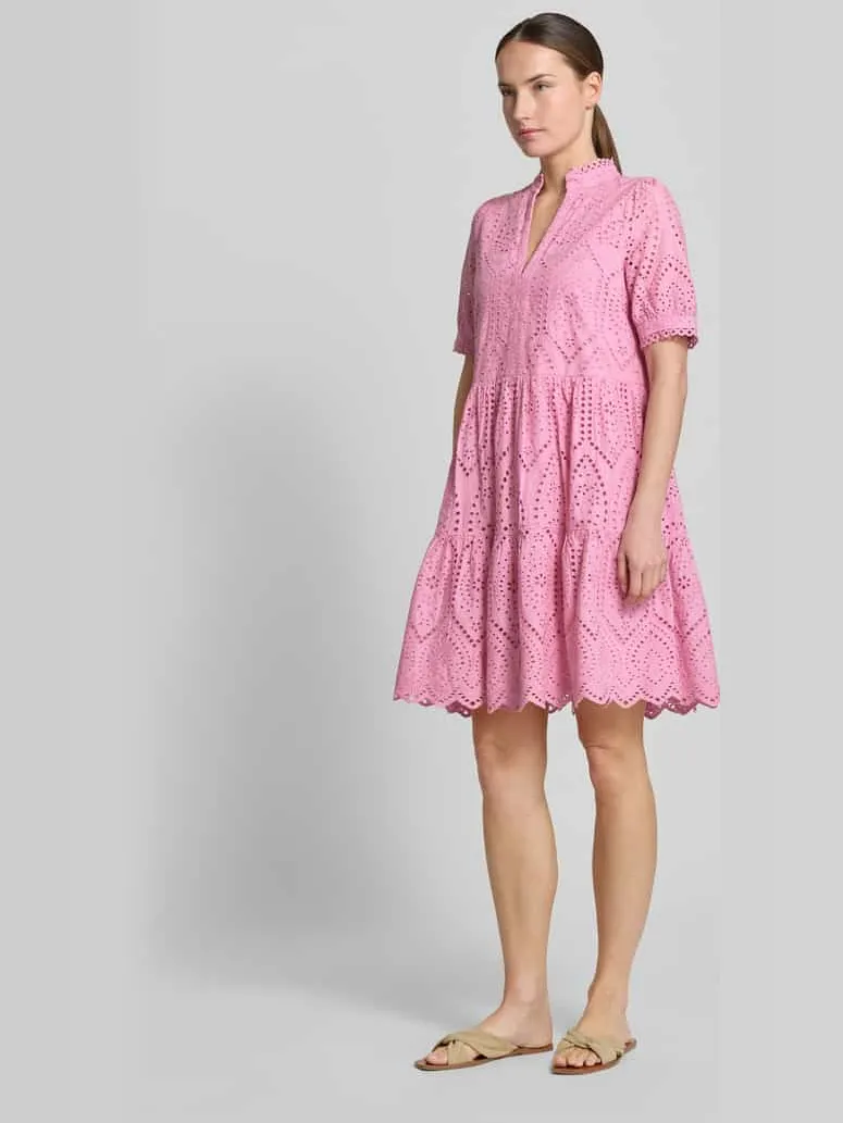Yas Mini-jurk met ajourwerk model 'Holi' mauve, foto 3
