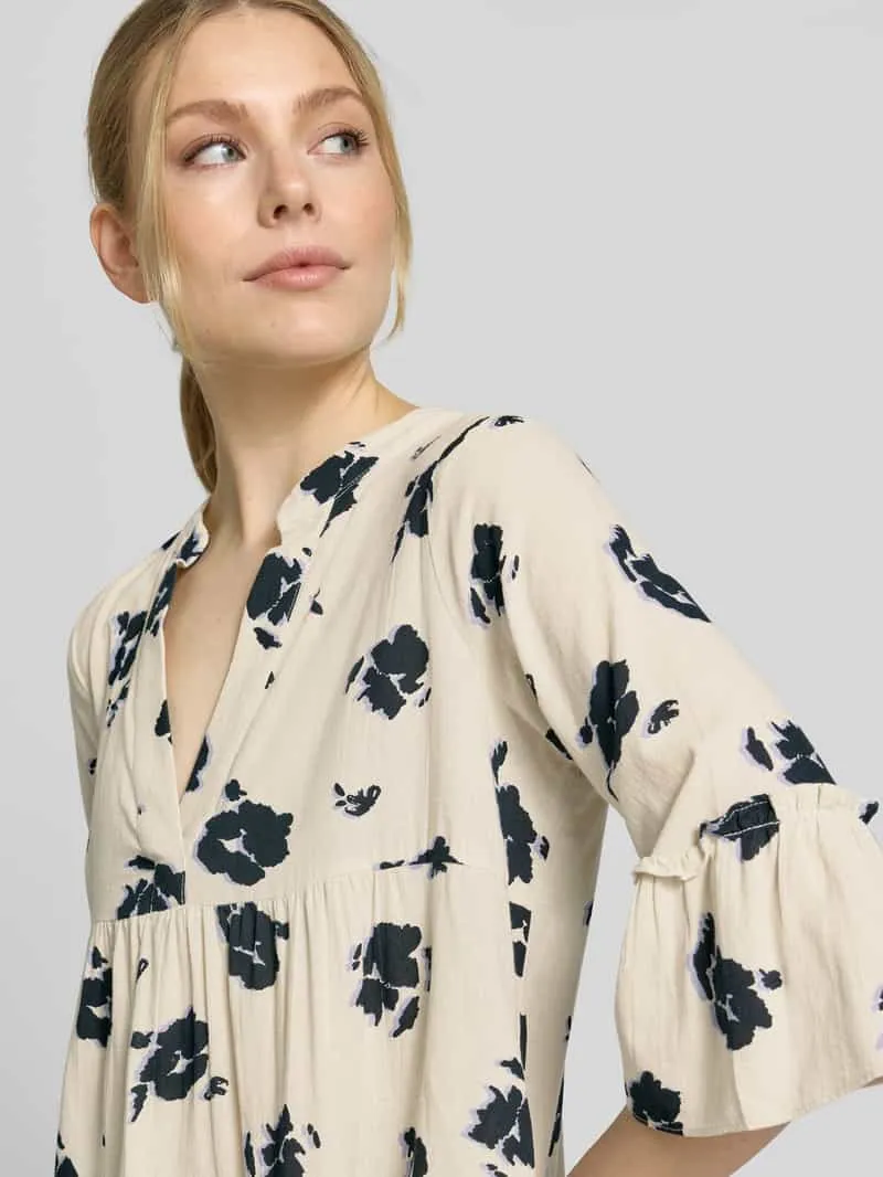 Vero Moda Uitlopende blousejurk van puur katoen model 'DICTHE' beige, foto 5