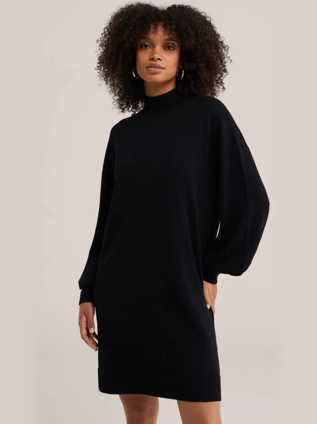 WE Fashion sweatjurk met col en wol - zwart, foto 3