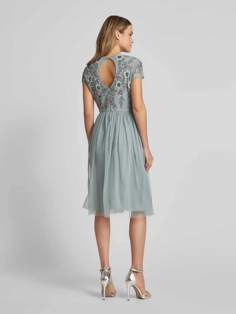 Lace & Beads Knielange cocktailjurk met pailletten middengrijs, foto 3