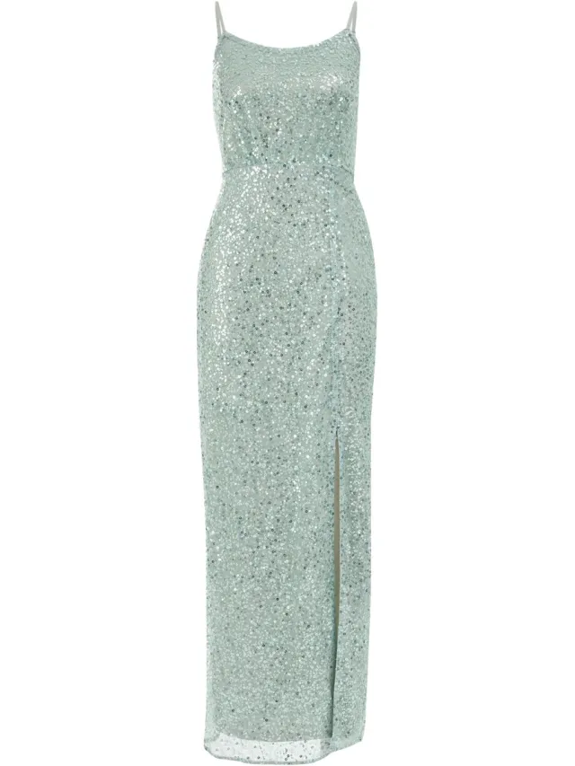 WE Fashion Dames Maxi jurk met pailletten Mint green