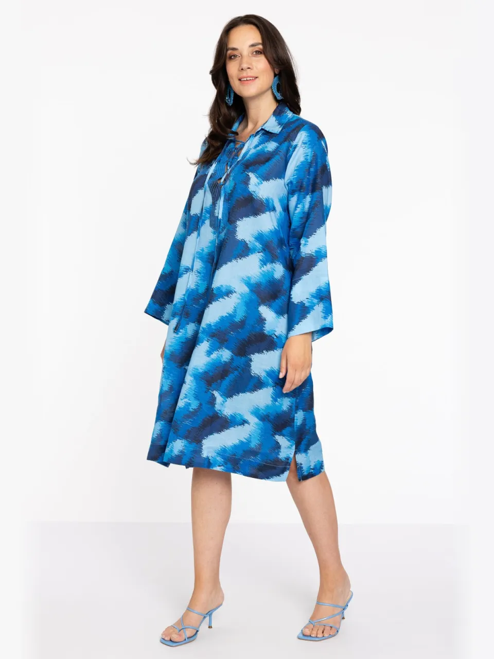 Yoek Jurk met koordjes | Blauw, foto 4