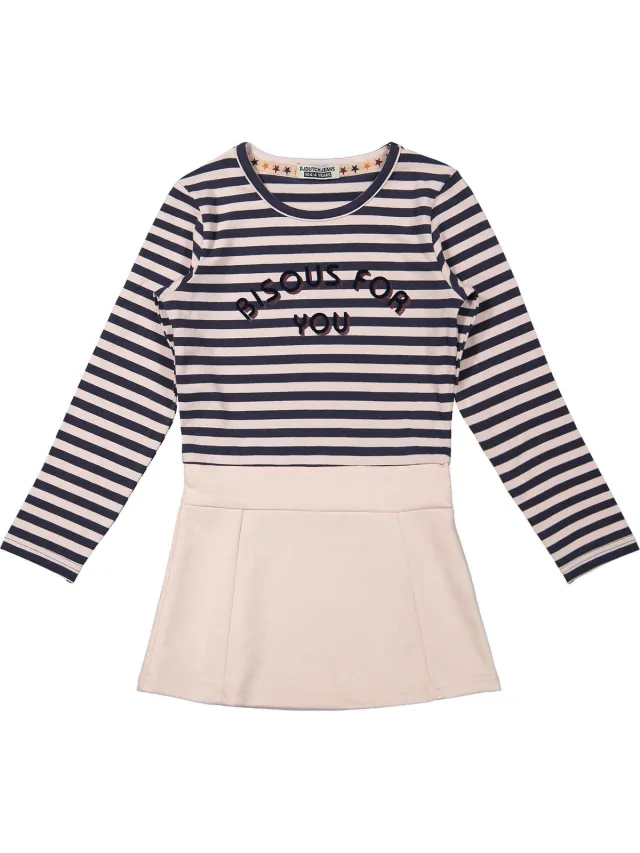 DJ Dutchjeans Jurk - Powder pink+navy