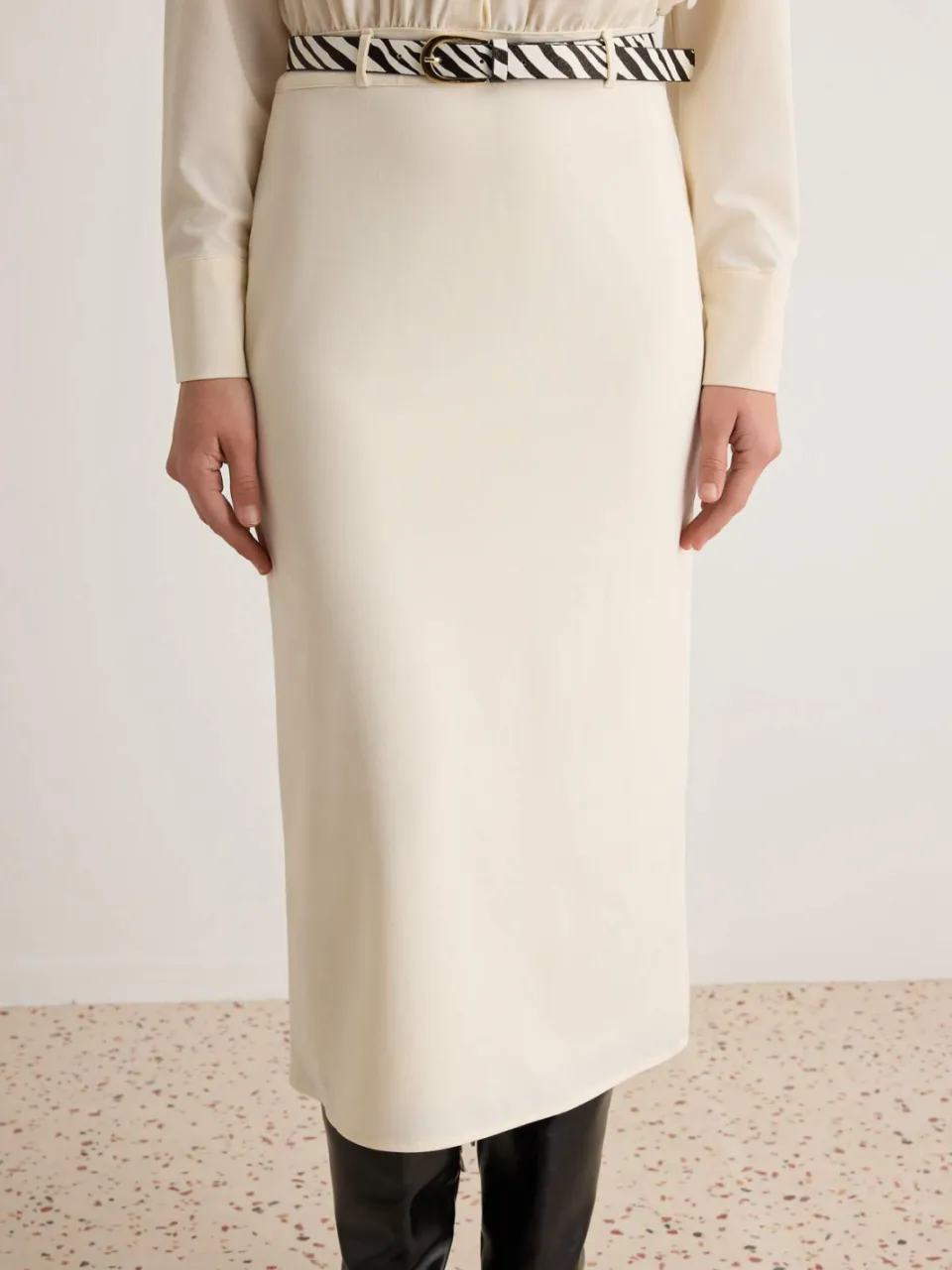 Trendyol TRENDYOLMİLLA Dames Effen Midi Lang Bodycon Jurken ecru, foto 2