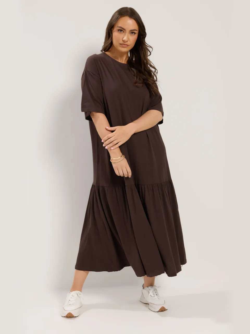 Yours Chocoladebruine Maxijurk Met Lage Taille Brown