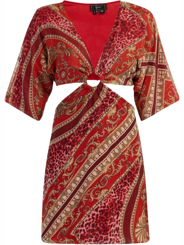 Faina Mini-jurk met uitsparingen rood