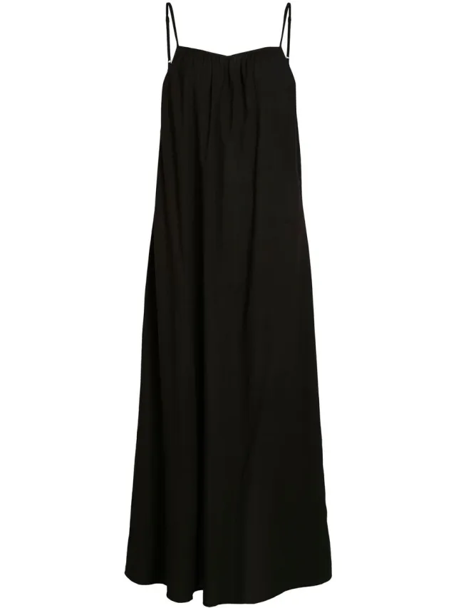 Vila Dames Maxi Jurk Mouwloze Spaghettibandjes Jurk met Achteruitsnijding VIANIKA Black
