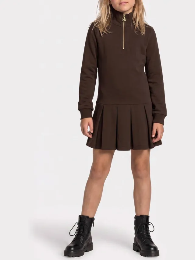 Nik & Nik sweatjurk donkerbruin