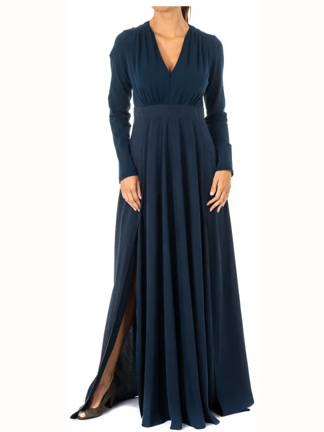La Martina KWD005 lange jurk blauw
