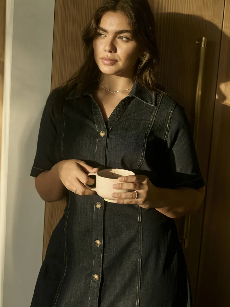 Kaffe Curve spijkerjurk Plus Size - donkerblauw, foto 4