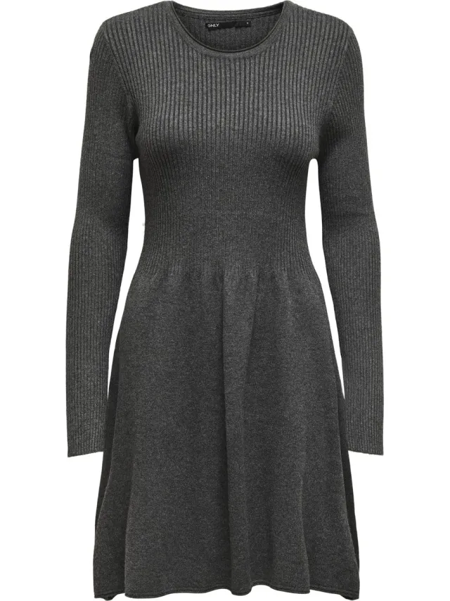 Only Gebreide jurk ONLALMA Korte jurk Dark Grey Melange
